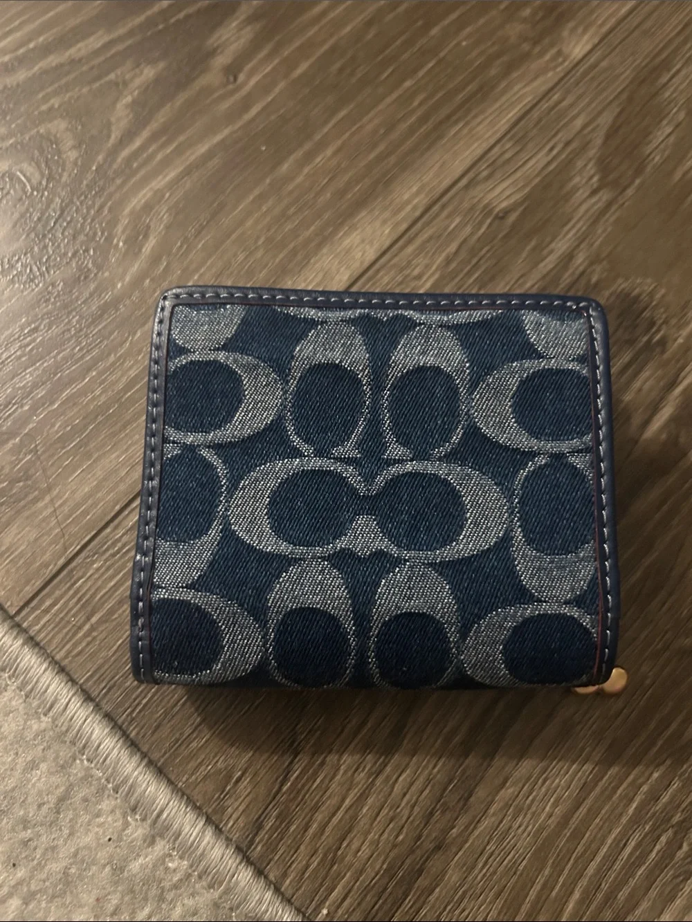 NWOT COACH Women's Black Snap Wallet In Signature Denim